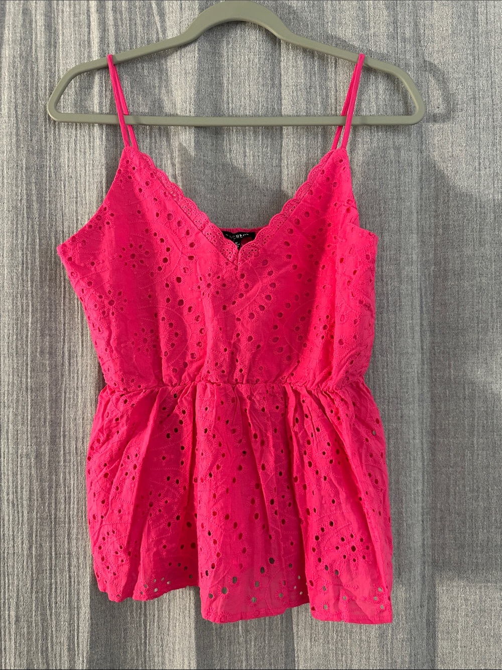 Racheal Hot Pink Eyelet Camisole with Gathered Waist